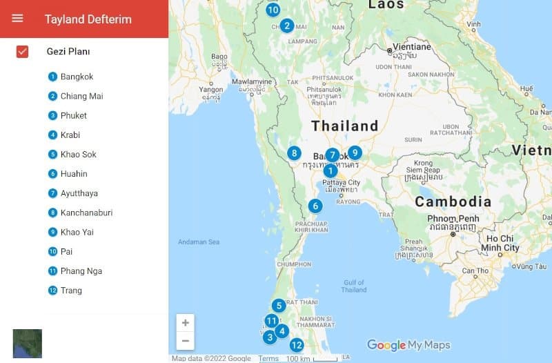 Tayland gezi planı, Tayland gezilecek yerler