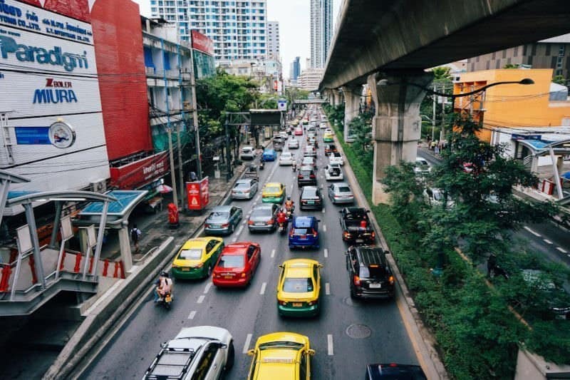 Bangkok, trafik, araba, korna
